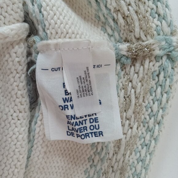 Gap Kids Size XXL 14-16 Exrta Long Knit Sweater Y2K White Silver Blue Winter - Picture 11 of 13